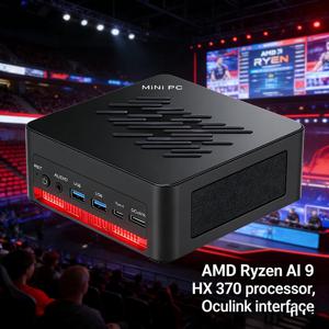 사이버펑크 게이밍 미니 PC 오쿨링크 AMD 라이젠 AI 9 HX 370 R7 8845HS USB4.0 2x2.5G LAN 2xPCIe4.0 윈도우 11 NUC 미니 컴퓨터 WiFi6