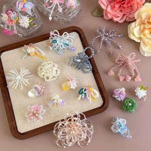 절묘한 비즈 크리스탈 꽃 모양 신발 클립 3D DIY 장식 여성용 한국 스타일 탈부착 가능 신발 액세서리 미끄럼 방지 데일리용