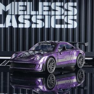 다이캐스트 GT3 RS 모델, 합금 슈퍼카 장식품, 11cm 보라색 수집용 자동차(문 개폐 가능), 자동차 애호가를 위한 프리미엄 장식품