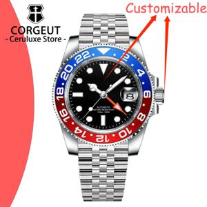 커스텀 로고 40mm 515 GMT 쿼츠 손목시계 스테인리스 스틸 방수 고급 남성 시계 탑 브랜드 사파이어 글래스 레로즈 옴브레