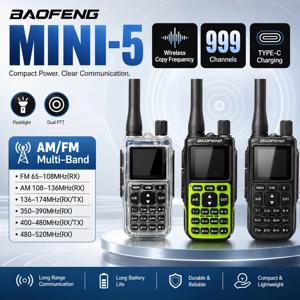 1/2PCS BAOFENG MINI-5 워키 토키 업그레이드 UV-5R 미니 2200mAh 배터리 Luetooth 프로그래밍 UHF/VHF 듀얼 PTT 캠프용 햄 라디오