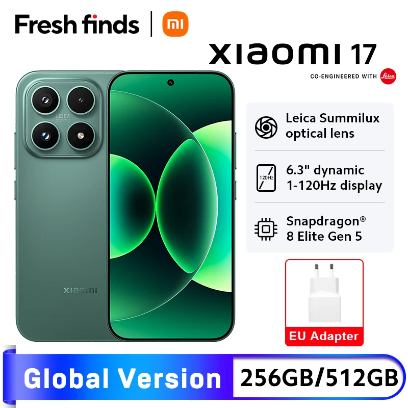 글로벌 버전 샤오미 17 스마트폰 12GB 램 50MP 라이카 카메라 NFC 6330mAh 배터리 100W 하이퍼차지 6.3인치 OLED 디스플레이 120Hz