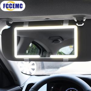Fccemc 자동차 선 바이저 메이크업 거울 LED 터치 스크린 조정 가능한 밝기 자동 인테리어 메이크업 HD 미러 충전 화장대 거울