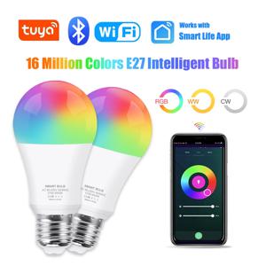 투야 블루투스 와이파이 스마트 전구 E27 RGB LED 램프 15W 음성 제어 알렉사 구글 홈 스마트 라이프 앱 원격 제어 호환