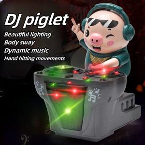 DJ 깔끔한 돼지 연주 디스크, 다이나믹한 음악 파티, 화려한 조명, 노래, 춤, 전기 장난감