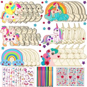 386Pcs 유니콘 나무 공예 세트 18Pcs 유니콘 나무, 354 라인 석, 12 컬러 연필, 2 스티커, 소년/소녀 DIY 공예