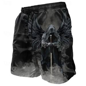 3d 천사 신 인쇄 남자 수영복 거리 힙합 펑크 캐주얼 반바지 남자 여름 수영 반바지 drawstring 캐주얼 반바지