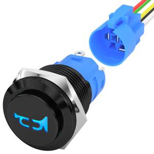 DaierTek 12V 경적 스위치 경적 버튼 스위치 12V 16MM 순간 푸시 버튼 스위치 자동차 보트 오토바이 용 스피커 경적 스위치