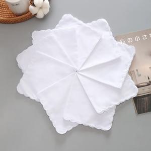 12개입 초승달 모양 순백색 작은 손수건 DIY 제품 가족 장식용 얇은 면직물 28cm