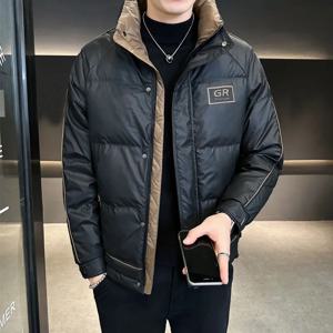 신상 남성용 다운 재킷 겨울 패션 패치워크 스탠드 칼라 두꺼운 화이트 덕 다운 따뜻한 코트 남성용 패딩 재킷 JK-128