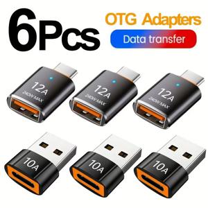 12A USB 3.0 타입 C 어댑터 LED OTG USB C 남성 커넥터에서 USB A 여성 커넥터로 변환 아이폰 15 태블릿 노트북 안드로이드 폰용 어댑터
