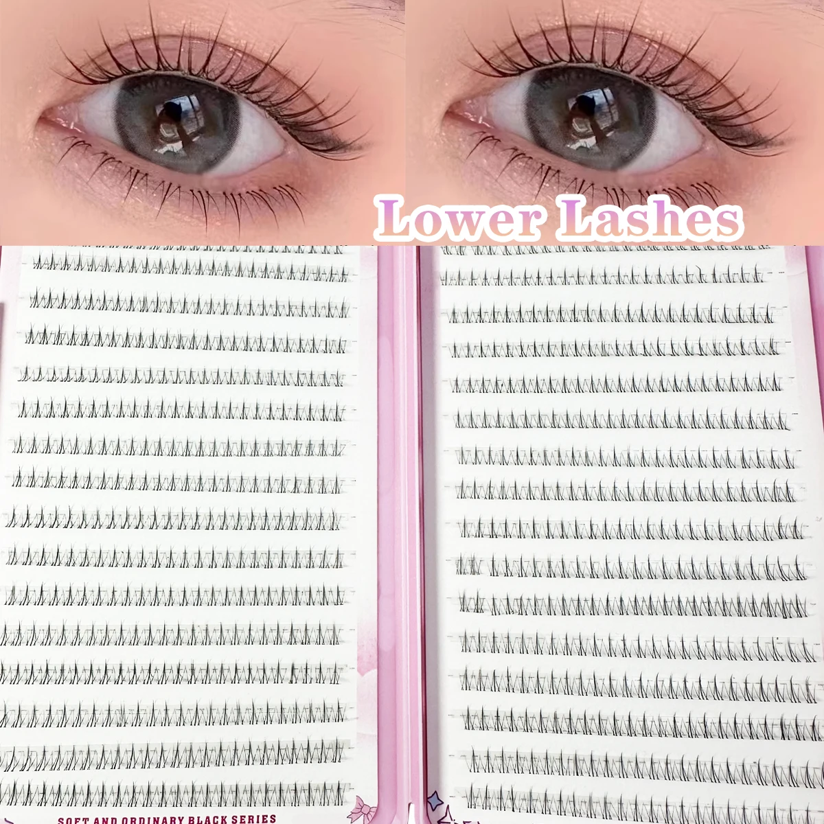 768/60pcs 속눈썹 확장 아래 개인 속눈썹 전문 메이크업 개별 클러스터 접목 가짜 속눈썹 거짓 속눈썹