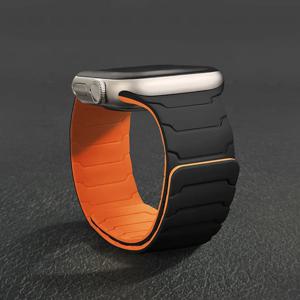 애플워치 울트라 2 3 49mm 44mm 40mm 41mm 46mm 42mm 45mm용 마그네틱 실리콘 스트랩 팔찌 아이워치 시리즈 11 9 8 7 SE 10 호환