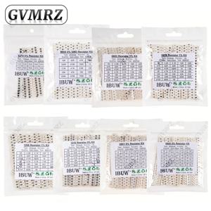 0201 0402 0603 0805 1206 1% 5% SMD 저항기 모음 키트 1R-1M 10K 100K 1K 100R 저항 세트 DIY 1R00 0R82 0R47 0R33