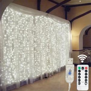 6x3M/3x3m 라마단 장식 커튼 가랜드 창문 장식 USB 전원 요정 조명 리모컨 포함 LED 가랜드 조명 장식