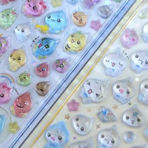 빈티지 작은 물방울 엠보싱 3D 크리스탈 스티커 귀여운 글리터 빗방울 크리스탈 에폭시 DIY 장식 스티커