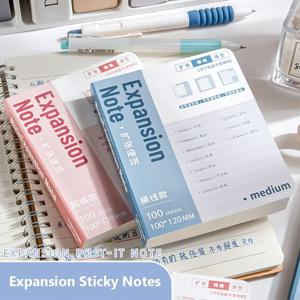 100PCS/세트 확장형 스티키 노트 학생용 확장형 자기 접착 메모 패드 찢을 수 있는 스티키 라벨 스티커 학교 사무실용