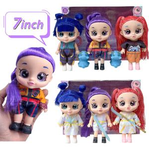 7인치 애니메이션 피규어 소녀 인형 5D 반짝이 눈 비닐 장난감, 음악과 움직이는 관절, 귀여운 수집용 생일 선물 (어린이 팬들을 위한)