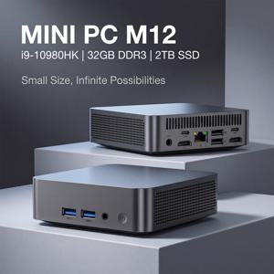 LENO M12 미니 PC 인텔 I3-6100U/I9-10980HK 윈도우 11 프로 미니 PC 32GB 램 DDR3 2048GB M.2 SSD 4K 3.6Ghz WiFi 6 데스크탑 컴퓨터
