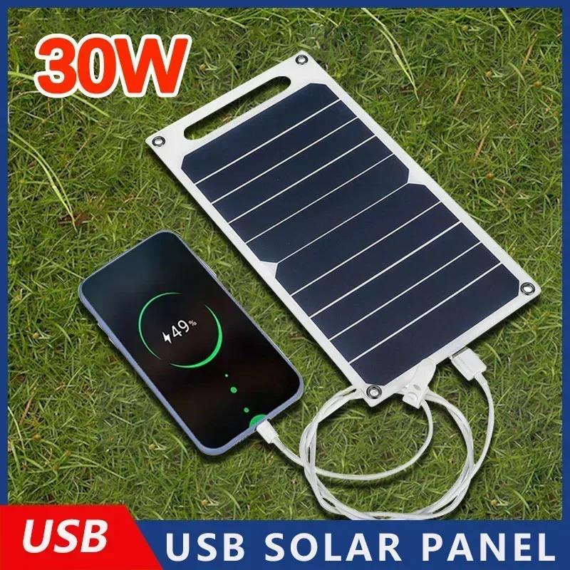35W 5V 휴대용 방수 태양광 패널(야외 하이킹 캠핑 휴대폰 충전용 USB 포함)
