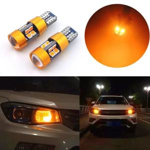 2pcs 자동차 T10 12V LED 신호등 오렌지 앰버 라이트 위치 주차 도시 조명 T10 168 194 2825 W5W 19SMD LED 전구