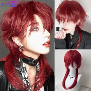 늑대 꼬리 숭어 가발 숭어 머리 가발과 앞머리 합성 스트레이트 애니메이션 남자 빨간 머리 가발 일일 파티 코스프레