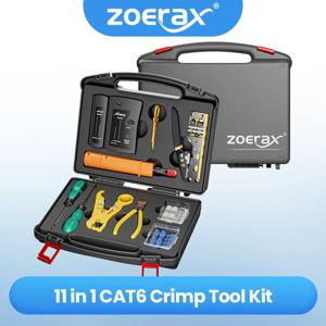 ZoeRax 네트워크 도구 키트, RJ45 압착 도구 키트 패스 스루 크림퍼 RJ45 압착 도구, 케이블 테스터, 펀치 다운 도구, 스트리퍼