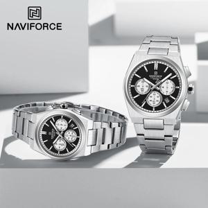 NAVIFORCE 트렌드 브랜드 스테인레스 스틸 커플 시계 연인을위한 쿼츠 날짜 표시 크로노 그래프 방수 패션 와일드 손목 시계