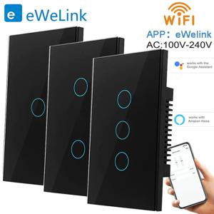 EWelink 앱에 적합한 Wifi 스마트 스위치 Bluetooth RF Alexa Google 음성 제어 중성선 없음 터치 라이트 스위치 설치