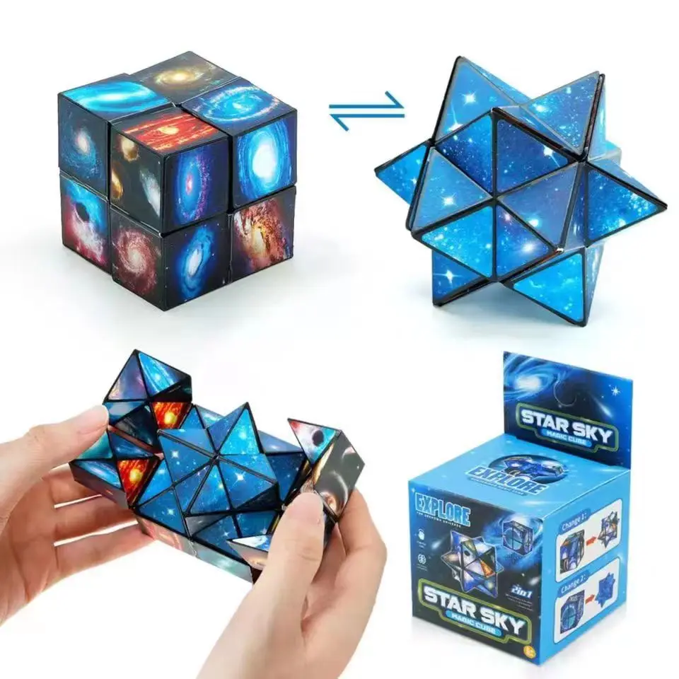 다기능 1-in-1 2-in-1 3D 별빛 하늘 매직 큐브 퍼즐 장난감 스트레스 해소 교육용 장난감 (남아/여아용)