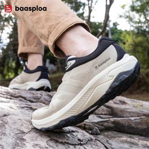 Baasploa 남성 하이킹 신발 여름 통기성 컴포트 소프트 야외 운동화 새로운 솔리드 워킹 슈즈 안티 슬립 내마모성