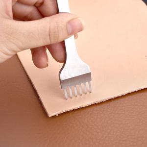 가죽 펀치 도구 다이아몬드 컷 프릭 아이언 지갑 가방 DIY 공예 도구 3/4mm 간격, 1/2/4/6 프롱 스티칭 치즐 세트 키트