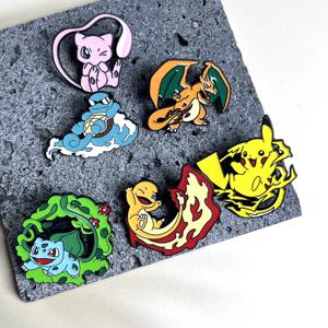 6pcs 카와이 애니메이션 핀 세트 에나멜 브로치 금속 배지 쥬얼리 의류 배낭 액세서리 - 스퀴틀 피카추 창의적인 선물