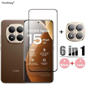 레드미 노트 15 프로 플러스용 6in1 강화유리 풀커버, 레드미 노트 15 프로+5G 스크린 보호필름, 보호용 폰 렌즈 필름