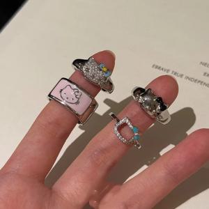 귀여운 KT 고양이 반지 여성용 다용도 오픈 링 다용도 검지 반지 애니메이션 헬로키티 소녀 모델 장난감 선물