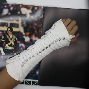수제 펑크 록 콘서트 마이클 잭슨 클래식 컬렉션 코튼 화이트 백 ArmBrace 팔꿈치 장갑