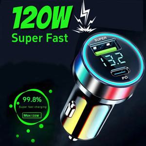 차량용 초고속 충전 어댑터, PD 20W, C타입 USB 120W, 휴대용 아이폰 14 프로 맥스 13 12 11 아이패드 에어팟 원플러스