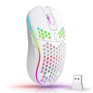 RGB 백라이트 6버튼 3단 DPI 유형 C 충전식 인체공학적 벌집 디자인 게이밍 마우스를 갖춘 2.4G 무선 마우스