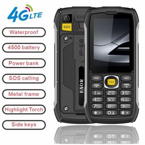 EAOR 4G LTE 방수 러기드 대용량 배터리 보조배터리 기능 키패드 2.8인치 IPS 디스플레이 볼륨 측면 키 글레어 플래시라이트 휴대폰