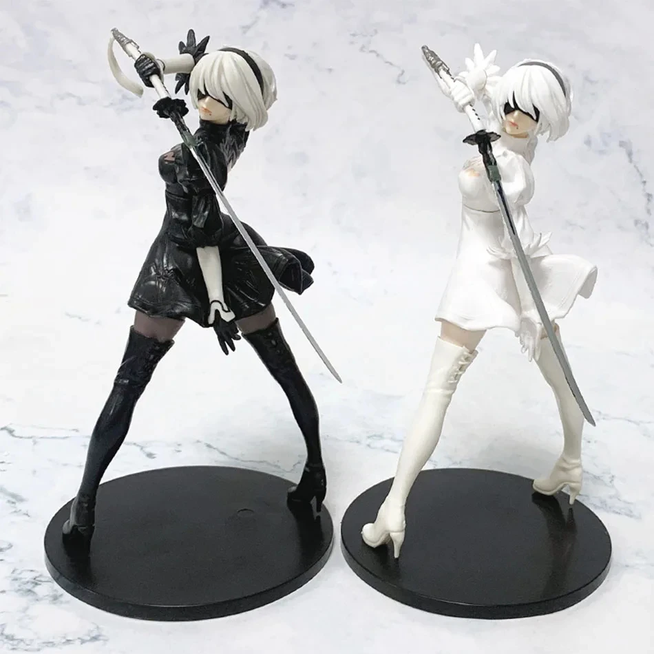 핫 18CM 요르하 2B 흑백 시리즈 애니메이션 피규어 PVC 수집용 액션 피규어 모델 인형 스태츄 선물