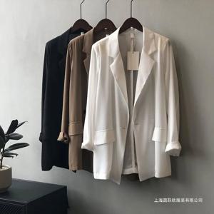 쉬폰 셔츠 여름 얇은 블레이저 여성용 한국 블라우스 캐주얼 루즈 슈트 가벼운 자외선 차단 패션 아우터웨어