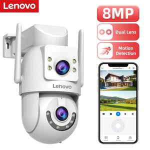 레노버 WiFi PTZ 보안 카메라 8MP 듀얼 스크린 컬러 나이트 비전 야외 감시 CCTV 카메라 자동 추적 IP 카메라
