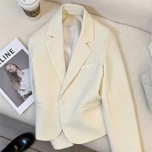 세련된 흰색 짧은 정장 재킷 여성의 새로운 도착 봄 가을 스타일 streetwear 미니멀리스트 폴리에스테르 원단