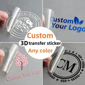 50PCS 사용자 정의 DTF 전송 스티커 3D UV 인쇄 맞춤형 DIY 회사 로고 크리스탈 자체 접착 라벨 병 포장 상자에