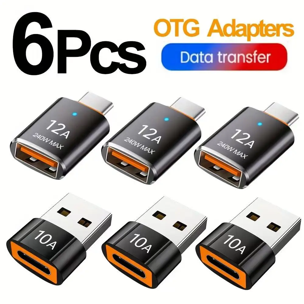 12A USB 3.0 타입 C 어댑터 LED OTG USB C 남성 커넥터에서 USB A 여성 커넥터로 변환 아이폰 15 태블릿 노트북 안드로이드 폰용 어댑터