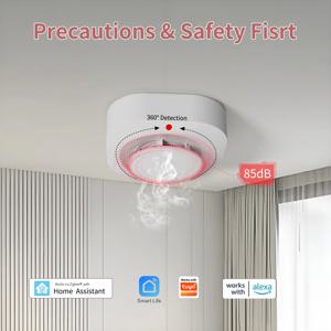 Tuya Zigbee DC 3V 스마트 연기 감지기, 가정 보안 강화, 석탄 난로 및 욕실용 연기 감지기