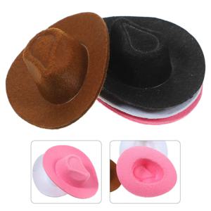 4Pcs 미니 카우보이 모자 인형 집 용품을위한 컴팩트하고 아름다운 미니어처 모자 DIY 미니어처 장식 파티를위한 작은 모자