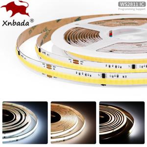COB SPI WS2811 IC CCT LED 스트립 조명 주소 지정 가능 576LED 2700K ~ 6500K 10mm DC24V 유연한 FOB 고밀도 COB 테이프 RA90