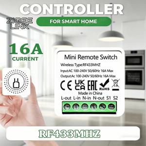 16A 스마트 조명 스위치 RF 433MHz 원격 제어 릴레이 DIY 홈 오토메이션 무선 모듈 2방향 제어 브레이커 (램프 LED용)