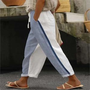 여성을위한 캐주얼 프린트 발목 길이 바지 패션 중반 허리 스트레이트 바지 레이디 홀리데이 Boho Beach Womens Clothing Spring New